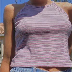 pink and white striped tank